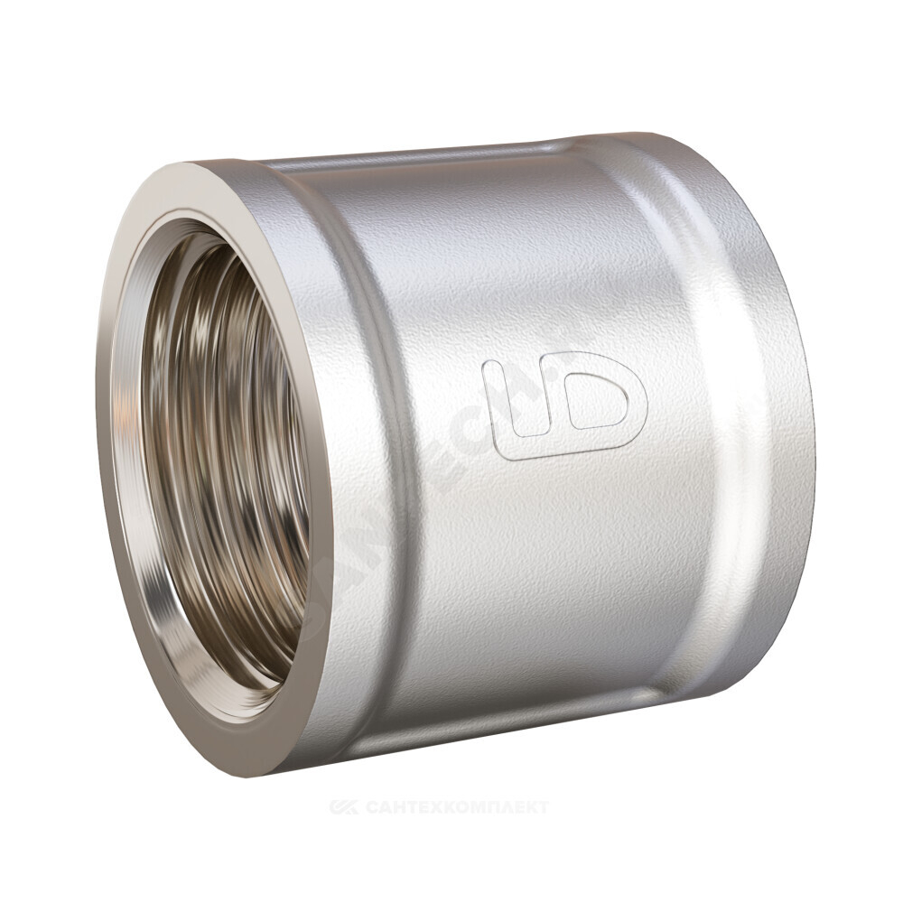 Муфта латунь никель Ду 32 (1 1/4") ВР/ВР LD LD.67.506.32