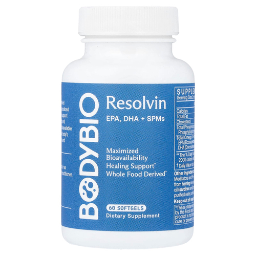 BodyBio, Resolvin, ЭПК, ДГК и СПМ, 60 капсул