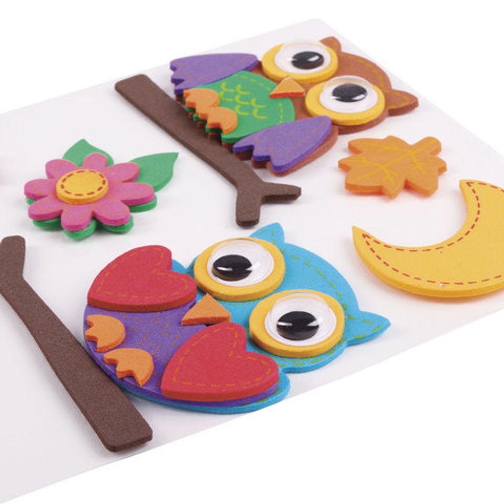 Наклейки из EVA "Совята", 9 шт., ассорти, ОСТРОВ СОКРОВИЩ, 661473