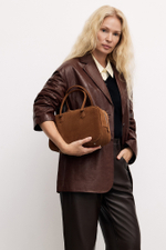 Bag ROMA M NEW suede caramel color