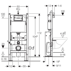 Инсталляция для унитаза GEBERIT Duofix UP100 457.570.00.1, самонесущая конструкция схема