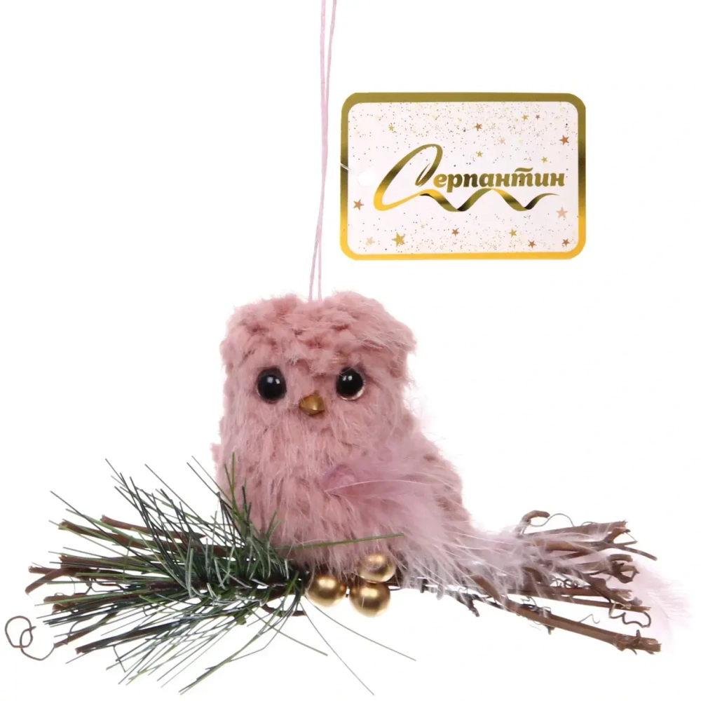 Подвеска «Птичка на веточке» 11 см (в ассортименте), Розовый