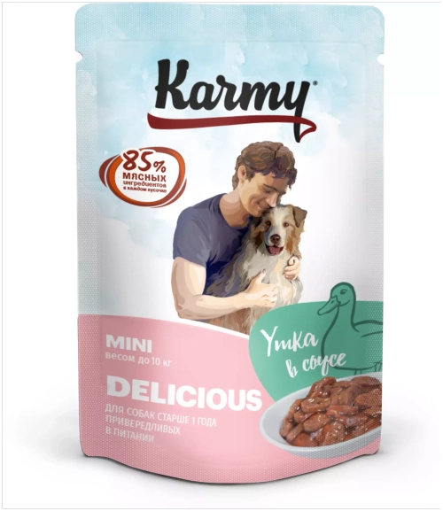 Karmy Mini Delicious влажный корм для собак мини пород Утка в соусе, 80 г.
