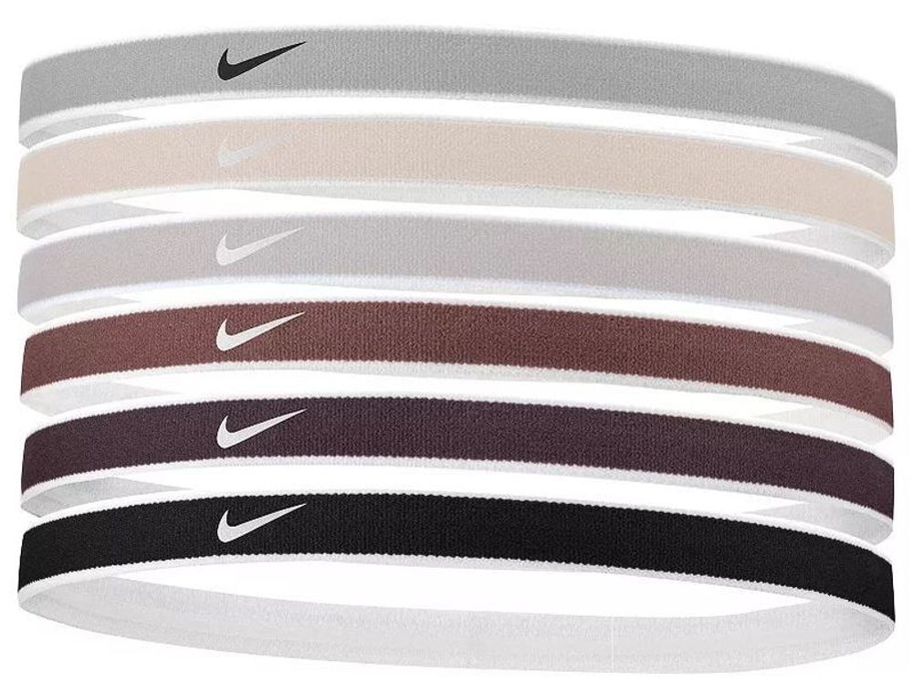 Резинка на голову Nike Tipped Swoosh Sport Headbands 6P - sail/light orewood browne/black