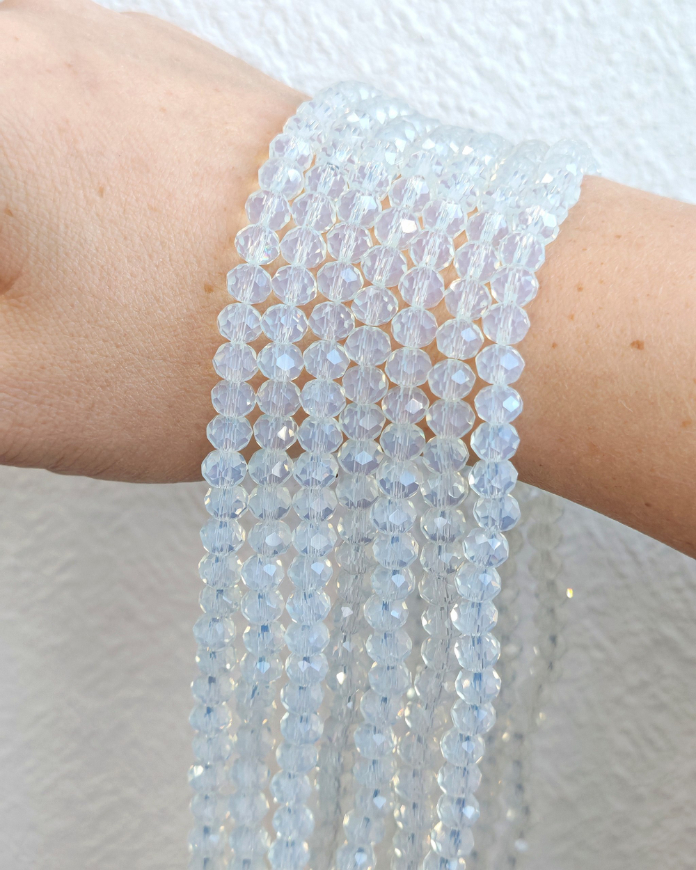 сгр6-оп Стекло гранёное рондель 6*5мм, опаловый, 37см