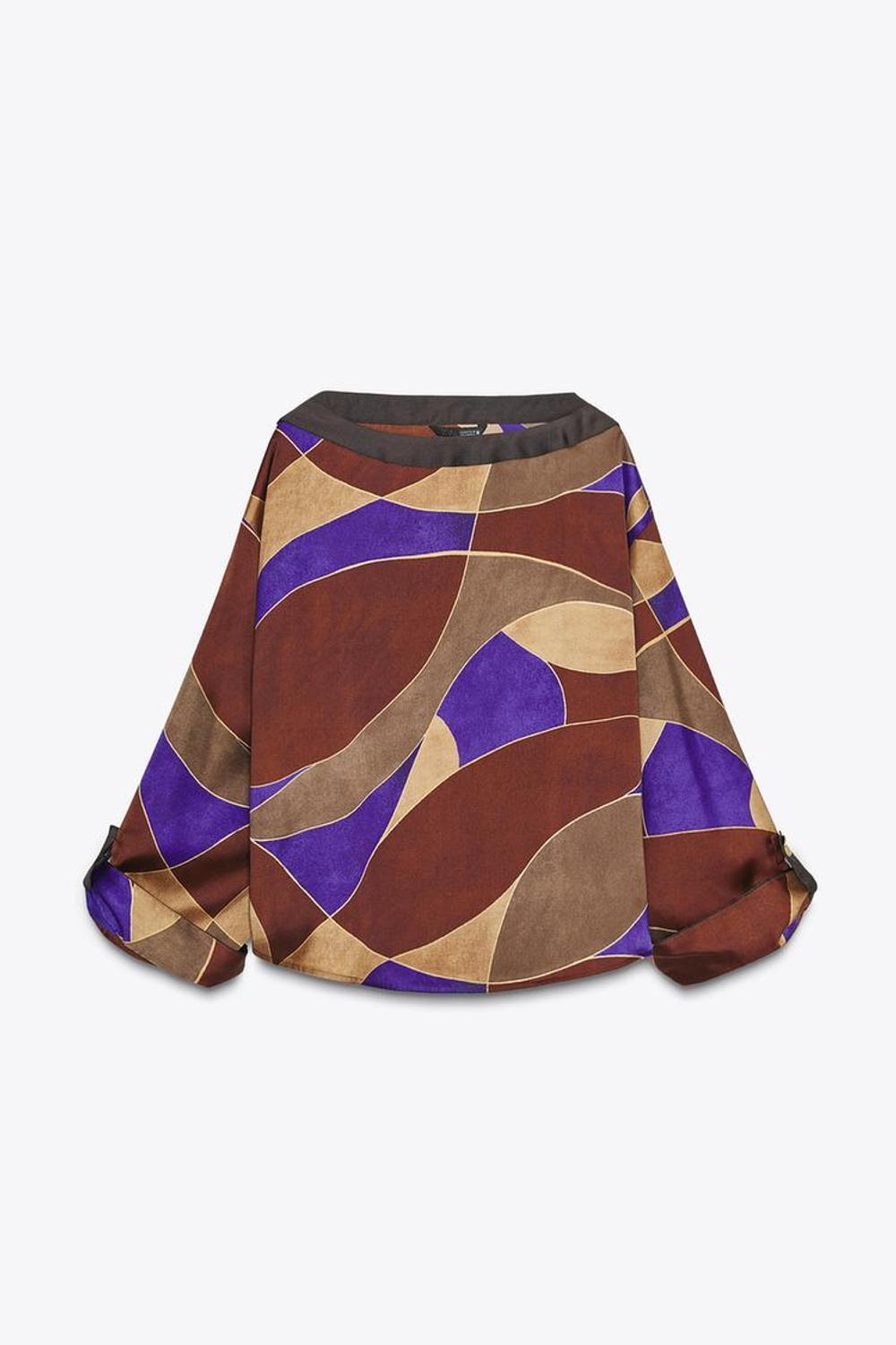 ZARA РУБАШКА ИЗ АТЛАСНОЙ ТКАНИ С ПРИНТОМ, РАЗНОЦВЕТНЫЙ