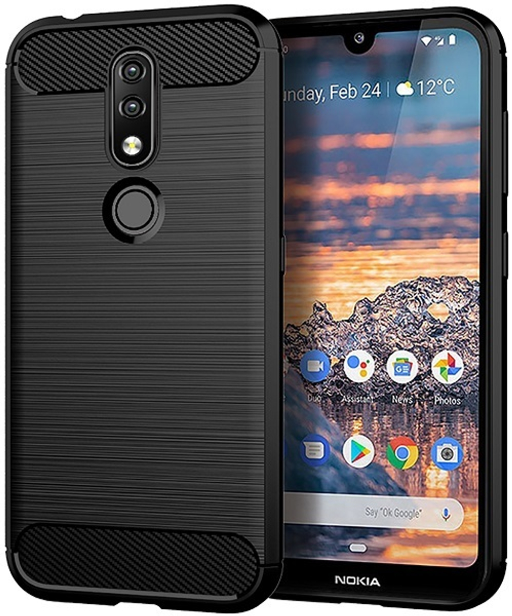 Чехол на Nokia 4.2 цвет Black (черный), серия Carbon от Caseport