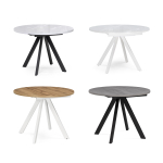 Стол деревянный Woodville Трейси 90(120)х90х75 бетон, черный, ножки черные