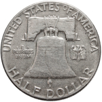 1/2 доллара. Франклин. США. 1951 год. XF