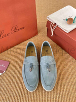 Серые лоферы Loro Piana Charms Walk