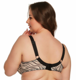 Бюстгальтер Alia с шитыми чашками +size и анималистическим принтом (Размер: 85K) (Цвет: черный с бежевым)