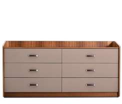 Комод 4219, 180х89 см, шпон эвкалипта, серая экокожа