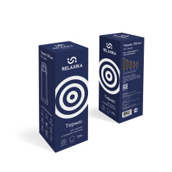 Термос Relaxika 101 (0,35 литра), темно-синий (стикерпак "7 вершин")