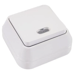 Выключатель Makel белый одноклавишный накладной с подсветкой 45121