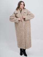 Шуба чебурашка длинная из овечьей шерсти, SilverFox (арт.S1072rm09bz)