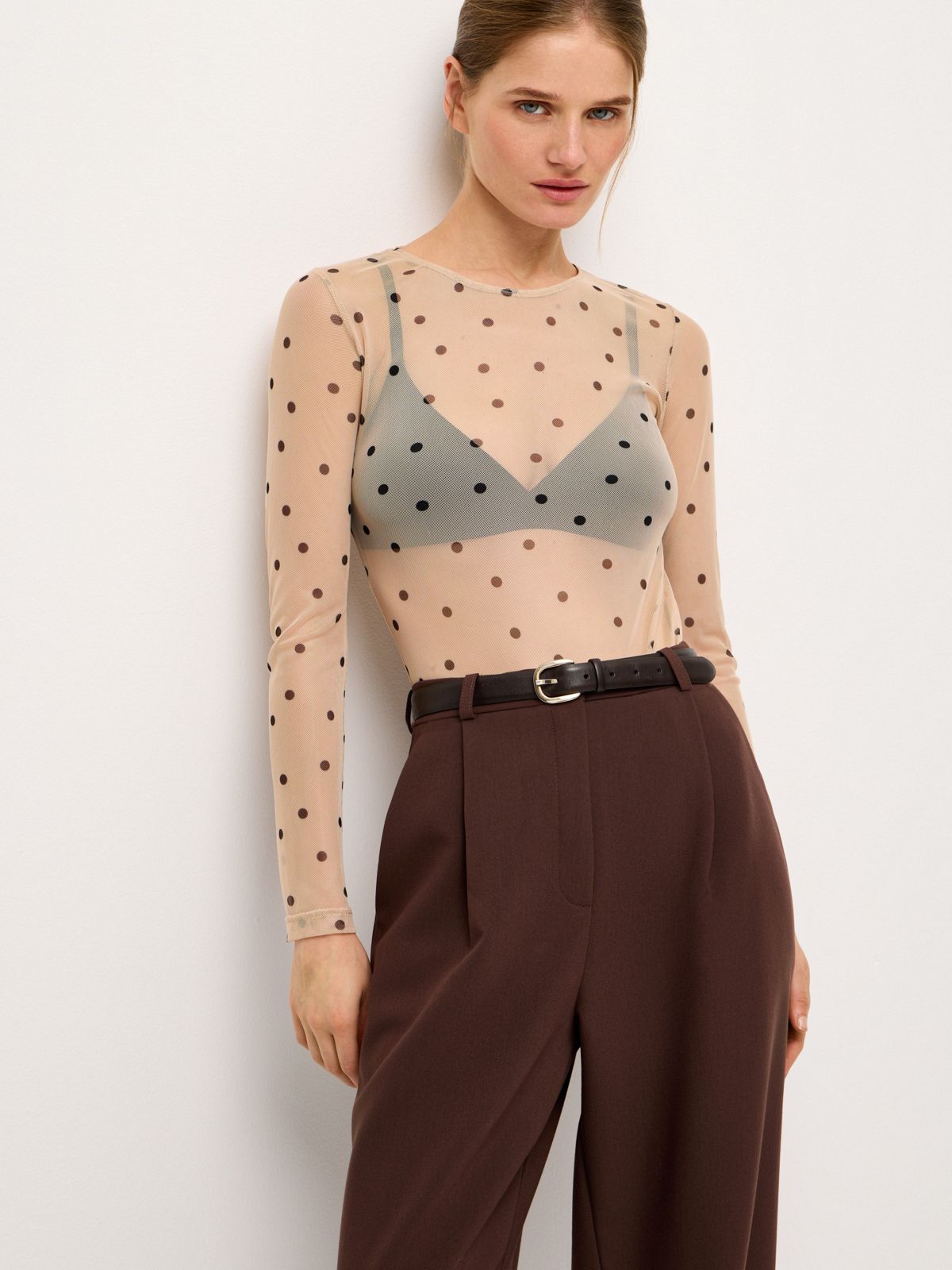 Полупрозрачный лонгслив Polka Dots