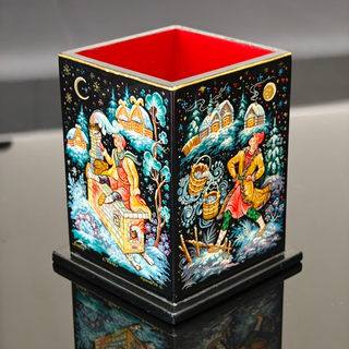 Стакан под ручки и карандаши "По-щучьему веленью" (Ручная роспись Палех)