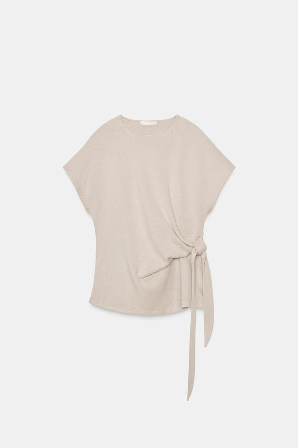 ZARA МЯГКИЙ ТОП С УЗЛОМ, ПЕСОЧНЫЙ МЕЛАНЖ