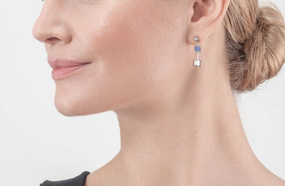 Серьги-пусеты Coeur de Lion Silver-blue 5074/21-0700 цвет голубой, серебряный