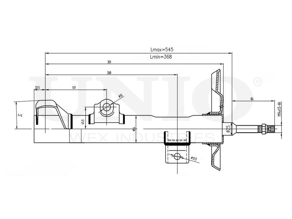Амортизатор газовый передней подвески UNIO SAB-10614