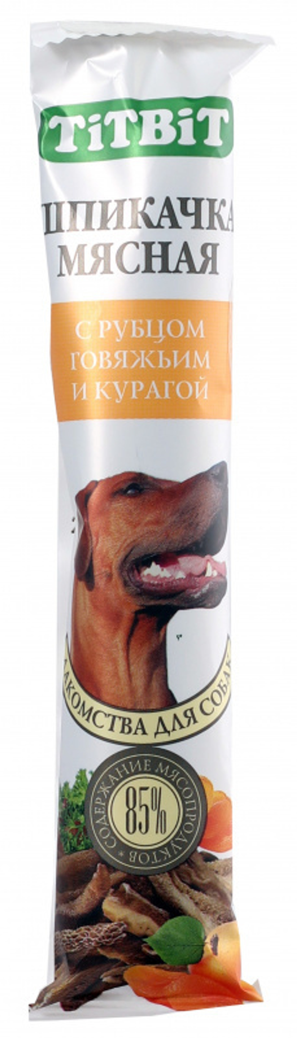 TitBit лакомство для собак Шпикачки с рубцом говяжьим и курагой 50 гр.
