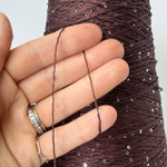 LINETTE PAILLETES - 80% лен, 20% п/а, микропайетки 2мм, ; 450м\100гр; цвет: «шоколад с нотками бордо», пайетки серебро