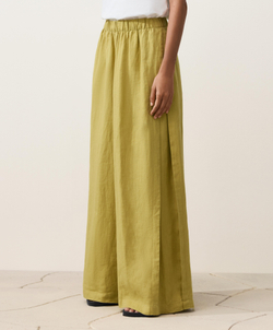 OYSHO Широкие брюки из 100% льна с боковой складкой, лаймовый