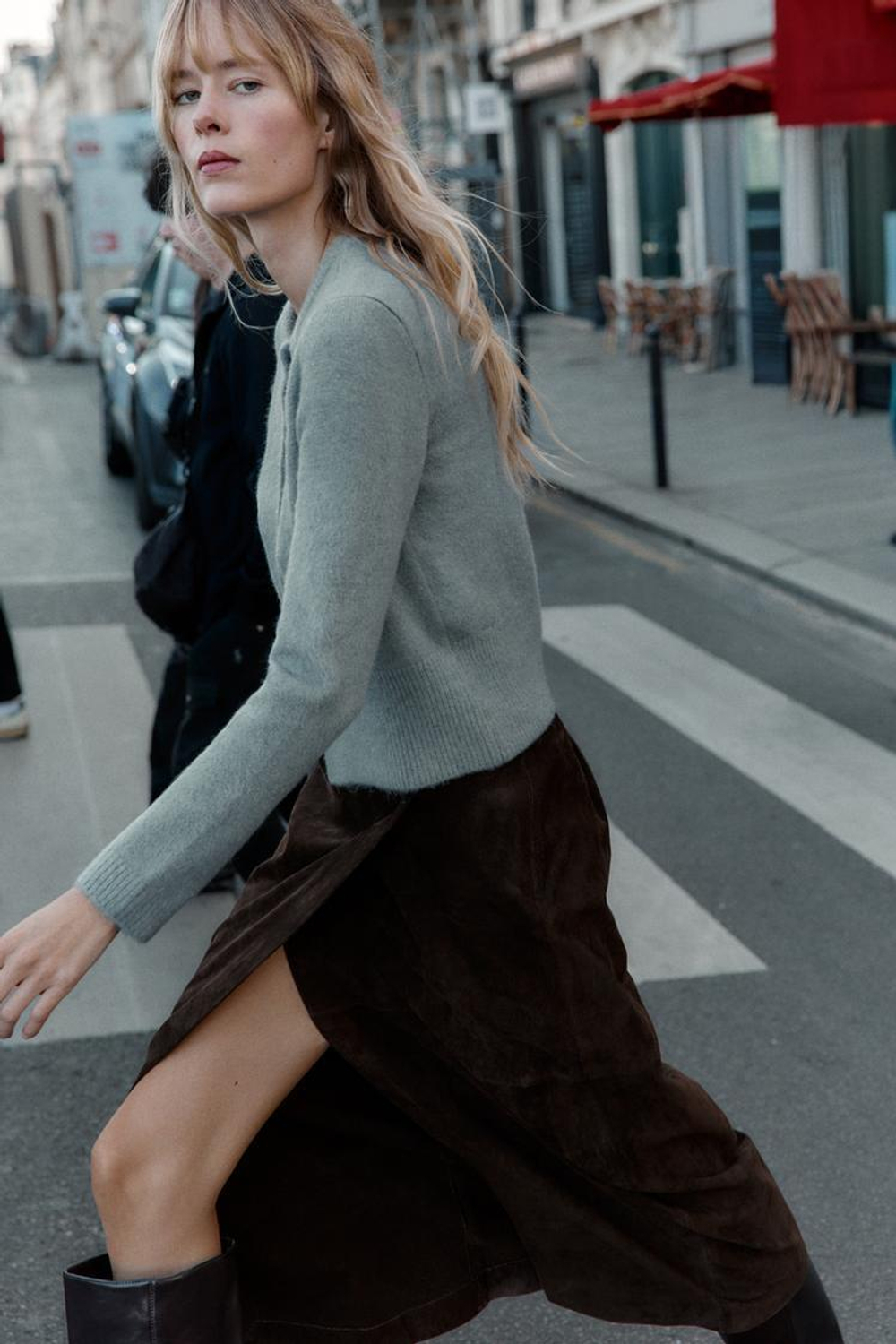 ZARА КАРДИГАН С ПУГОВИЦАМИ-ШАРИКАМИ, СЕРЫЙ/СИНИЙ