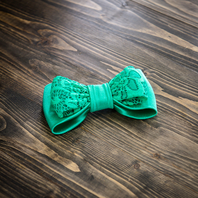 Bow 03-01-03 | Бант для платья из сатин-вельвета и гипюра