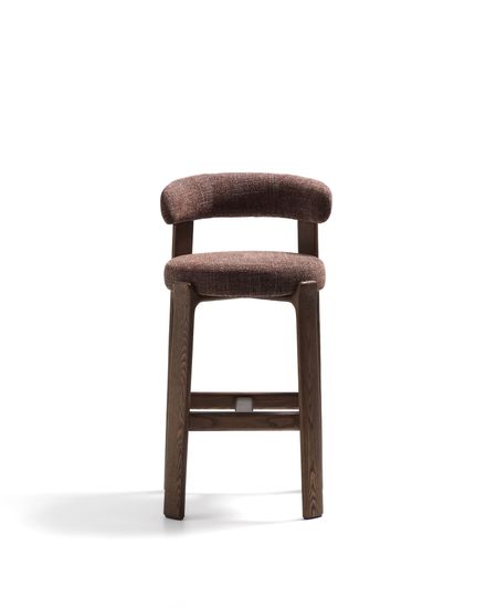 Барный стул Granite из коричневой синели и ясеня с отделкой орех 75 см