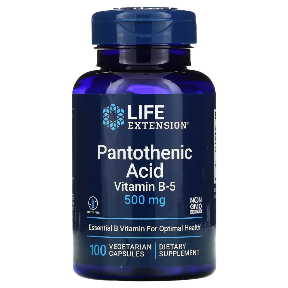 Life Extension Pantothenic Acid 500 mg 100 veg capsules, Витамин B5 (Пантотеновая кислота)
