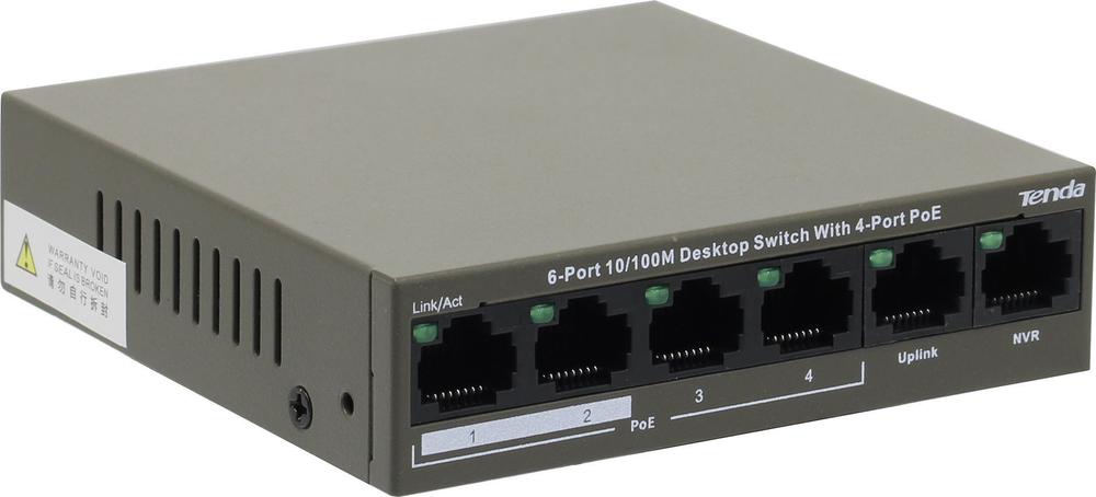 Коммутатор TENDA &lt;TEF1106P-4-63W&gt; 6-Port Desktop Switch + 4-Port PoE