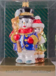 Елочное украшение Снеговик с метлой h-13 см., стекло, Витус (56027)