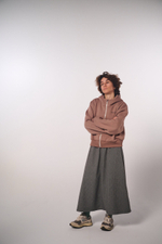 Юбка-трапеция из смесовой ткани в елочку