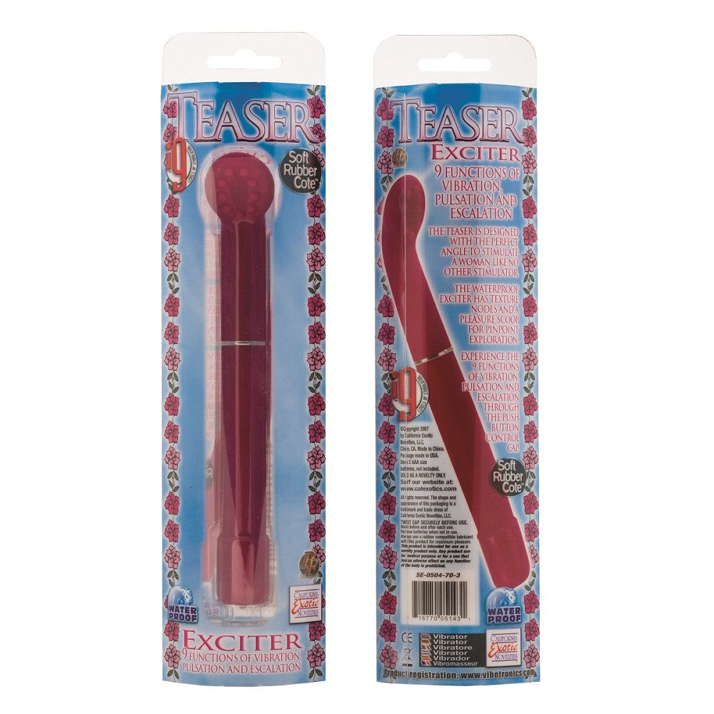 Розовый вибратор с загнутым кончиком i9 Teaser Exciters - 17 см. (Цвет: розовый)