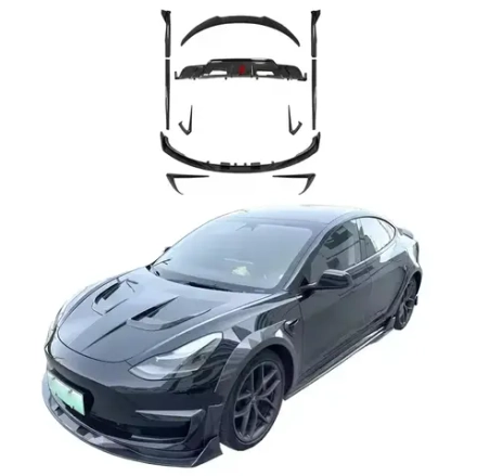 Обвес для Tesla Model 3 2017-2023 тесла Губа переднего бампера Накладки на передний бампер Боковые юбки Диффузор заднего бампера