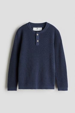 H&M Свитер контрастной вязки, темно-синий