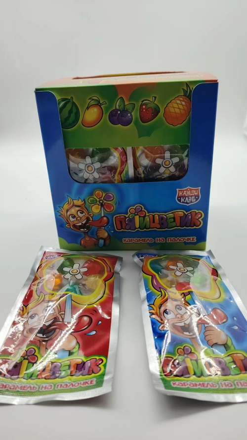 Карамель на палочке "Пятицветик" 12гр*30шт*12 блоков