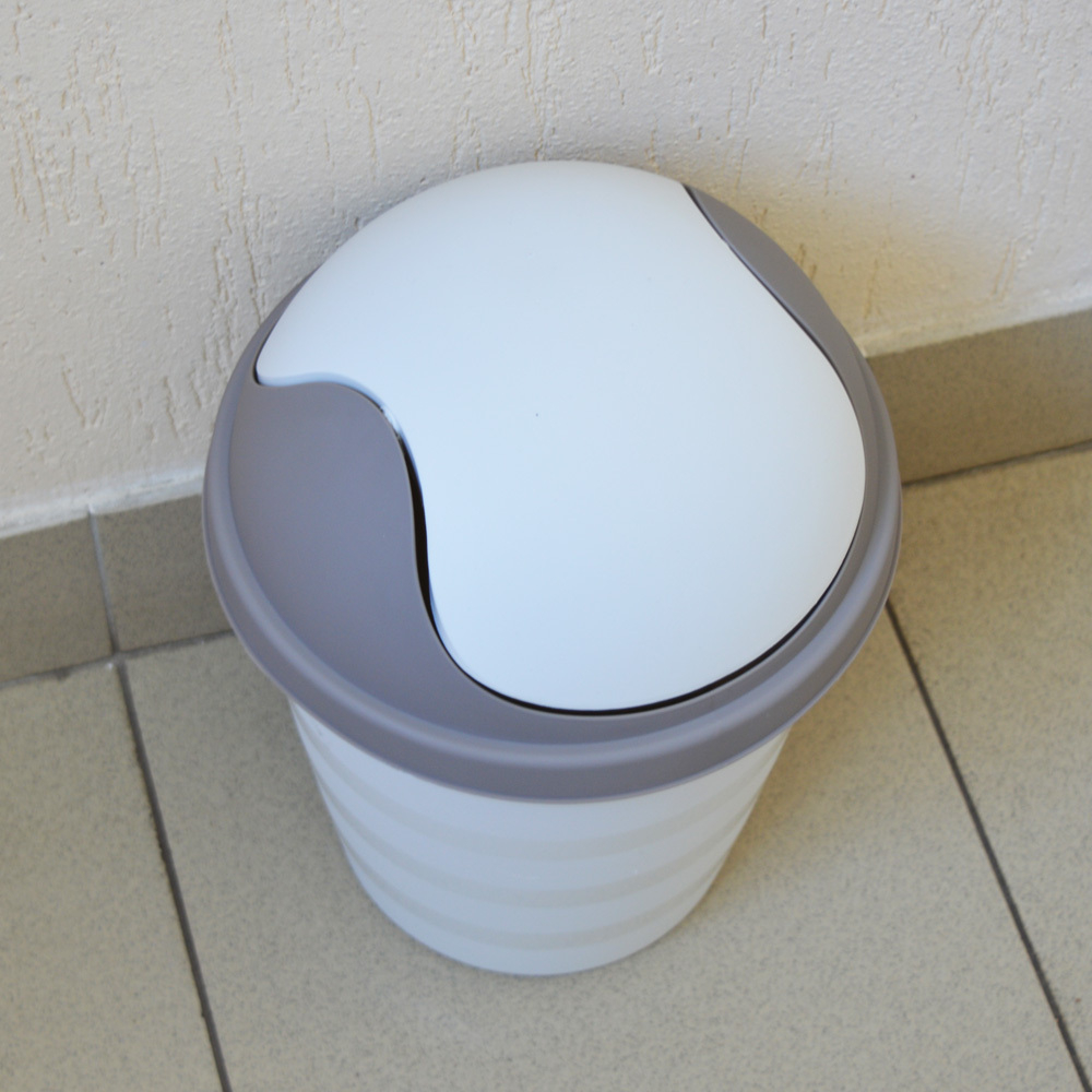 Контейнер для мусора 5,5л "Rambai" круглый (светло-серый)