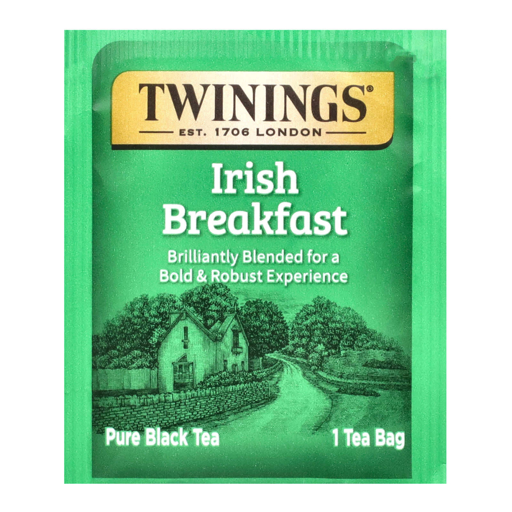 Twinings, Чистый черный чай, ирландский завтрак, 50 чайных пакетиков, 100 г (3,53 унции)