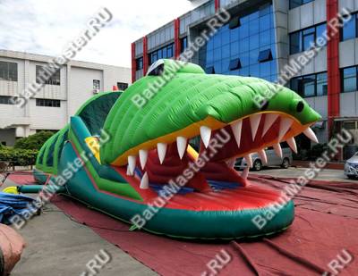 Коммерческий надувной батут "Тоннель Крокодил"