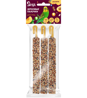 Зерновые палочки для птиц Snax Plus ассорти Витамины и Минералы, Орех, Абрикос 3шт 75гр.