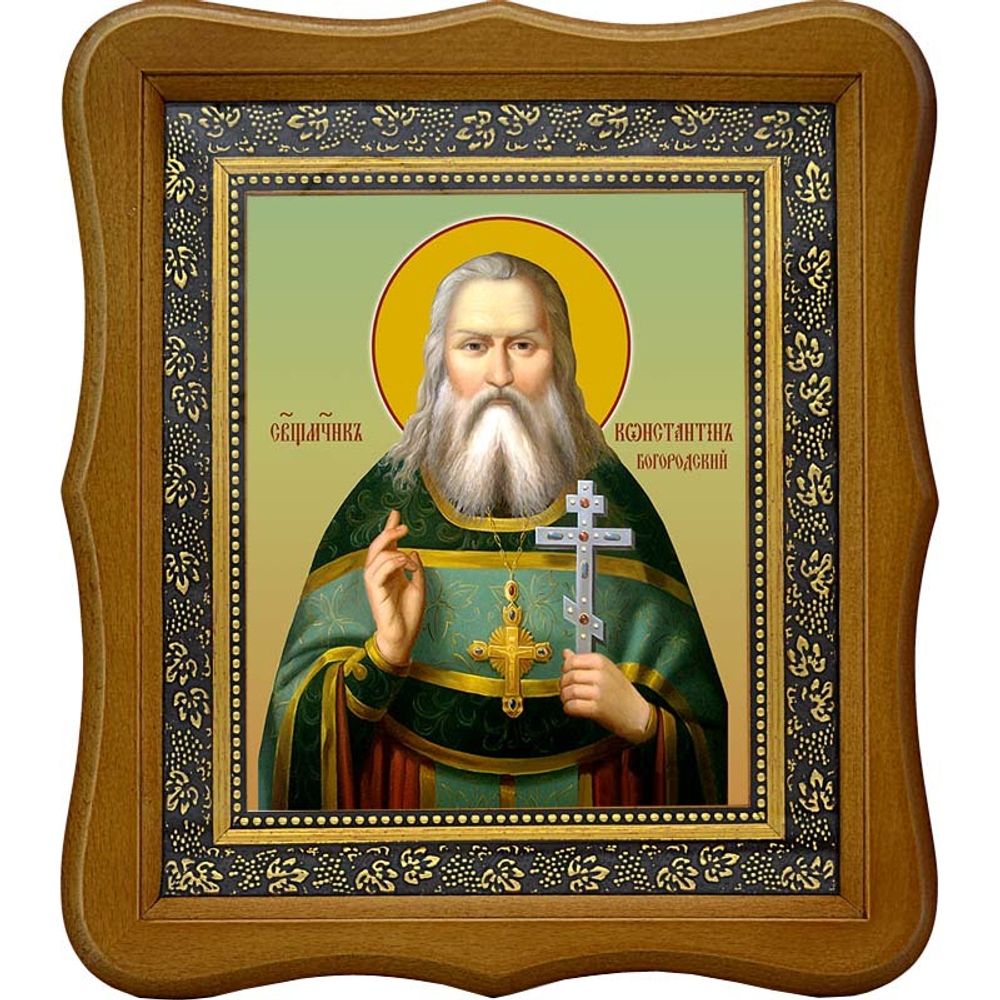 Константин (Голубев), Богородский, священномученик, пресвитер. Икона на холсте. В киоте 15 х 18 см.