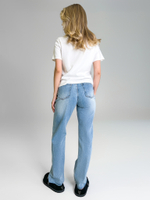 Джинсы Lanwin Х1770 однотонные прямые с дырками и необработаным краем