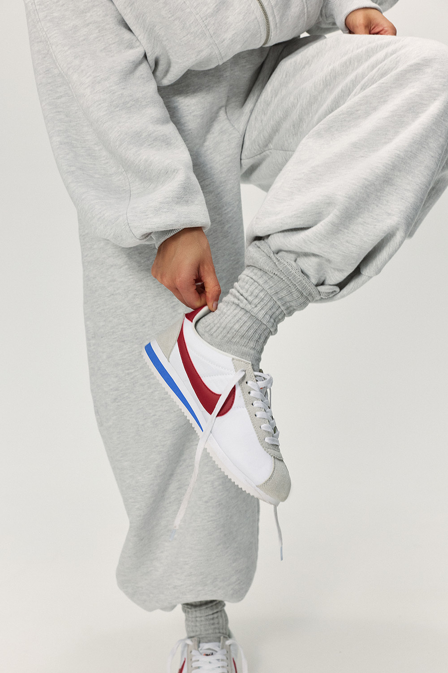 Носки длинные из хлопка в рубчик Серый меланж