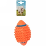 Игрушка - мячик для собак средних, мелких и крупных пород «ИГРУЛИК - РЕГБИ», цвет желтый, с пищалкой 12*7,5см (лейбл)