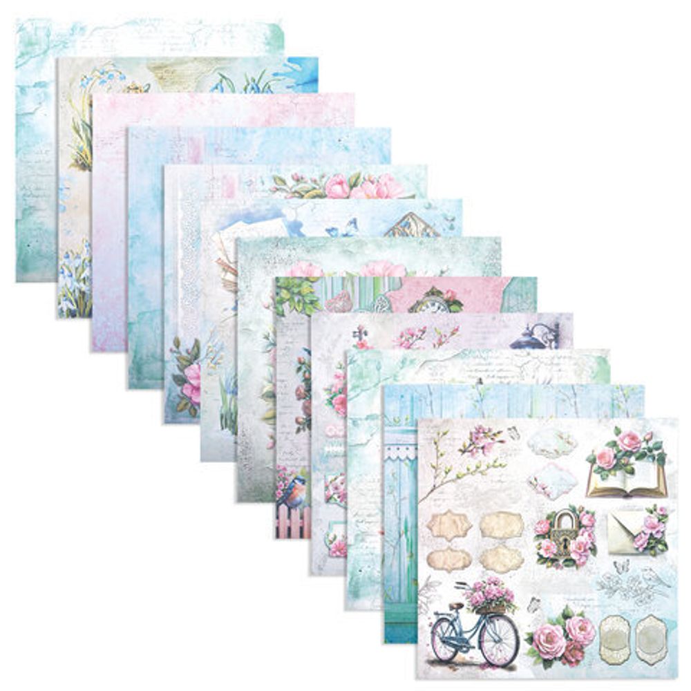 Бумага для скрапбукинга 30х30 см "Весна", двусторонняя, 12 листов, 180 г/м2, ОСТРОВ СОКРОВИЩ, 665439