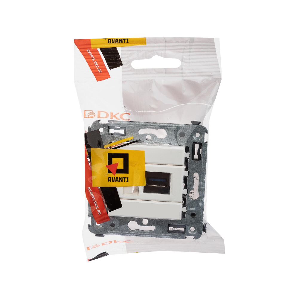 USB 3.0 розетка одинарная в стену, тип А-А, "Avanti", "Белое облако"