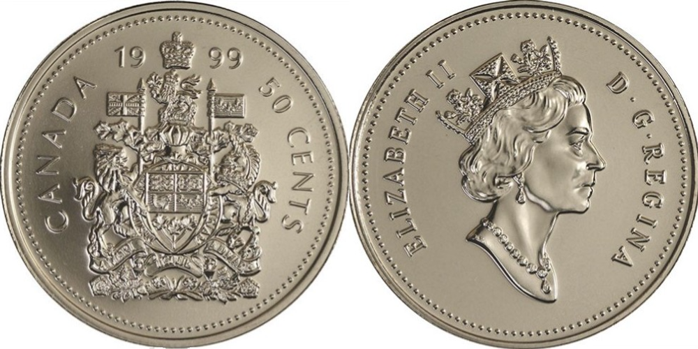 Канада 50 центов, 1997 - 2000 Королева Елизавета II XF