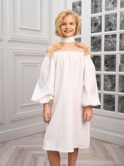 Платье нарядное для девочки молочное